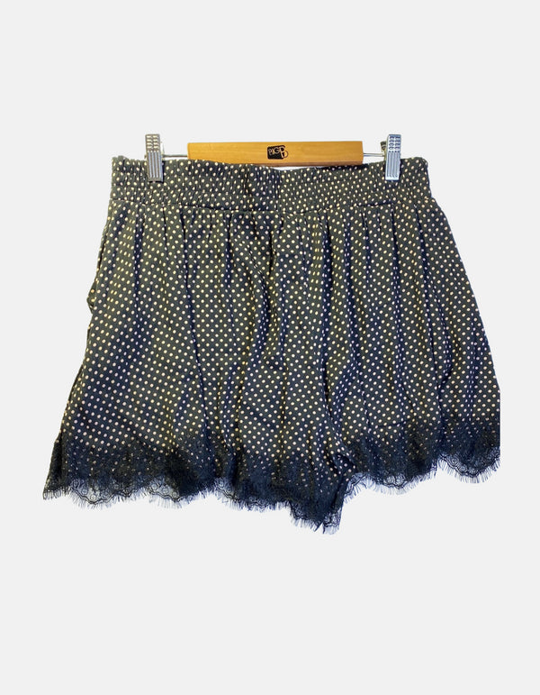 Polka Dot High-Waisted Shorts with Lace Trim